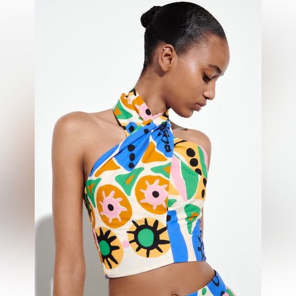 ZARA PRINTED HALTER TOP & MIDI SKIRT 7703/025 7685/024/ 274/034 - Picture 7 of 16